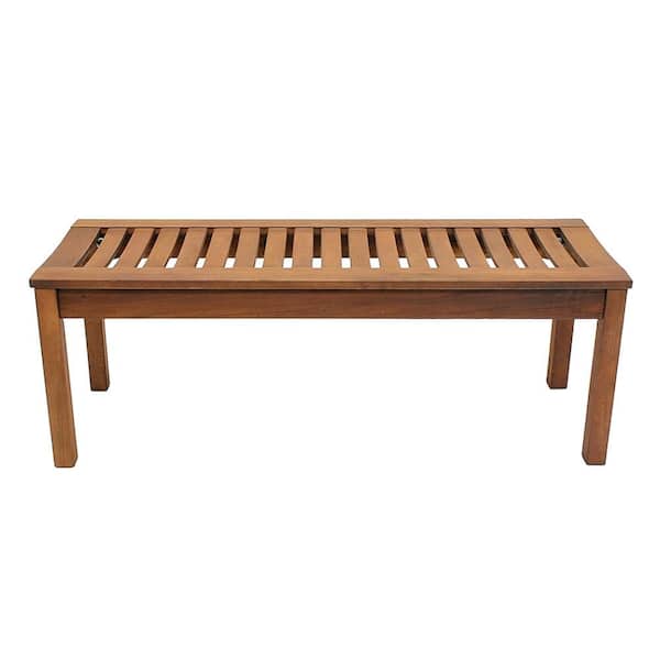 ACHLA DESIGNS 4 ft. Natural Oil Finish Wooden Indoor/Outdoor Backless Bench, Home Patio Garden Deck Seating