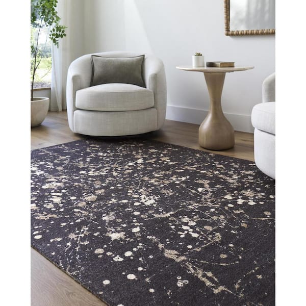 Galey Alix  Janek I Modern Abstract Dark Gray/Beige 2 ft. x 3 ft. Area Rug