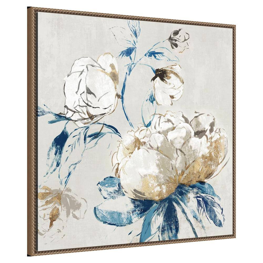 Gold Rosa II 30" Floral Canvas Print with Bronze Frame