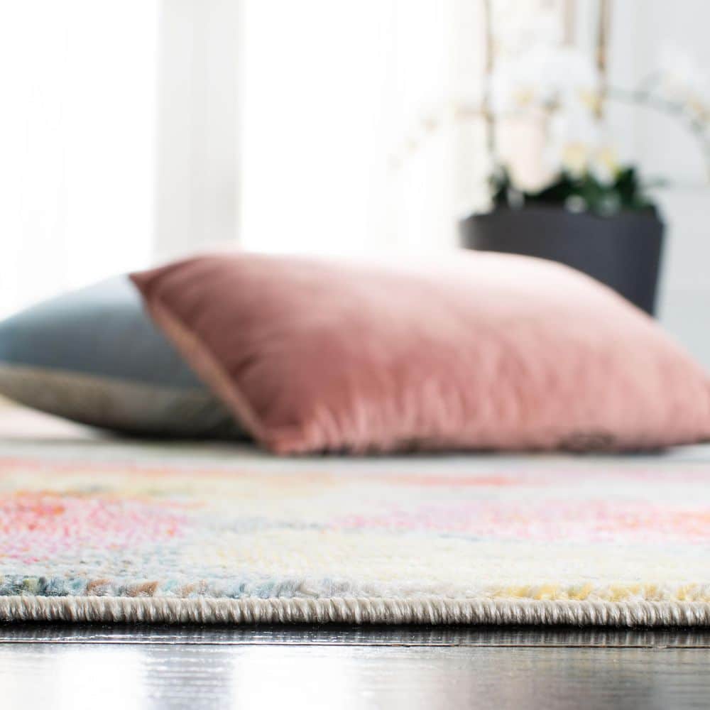 4' x 6' Blue Floral Synthetic Easy Care Area Rug