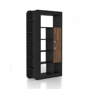 Baltra 70.87 in. Black 13-Shelf Standard Bookcase with Door