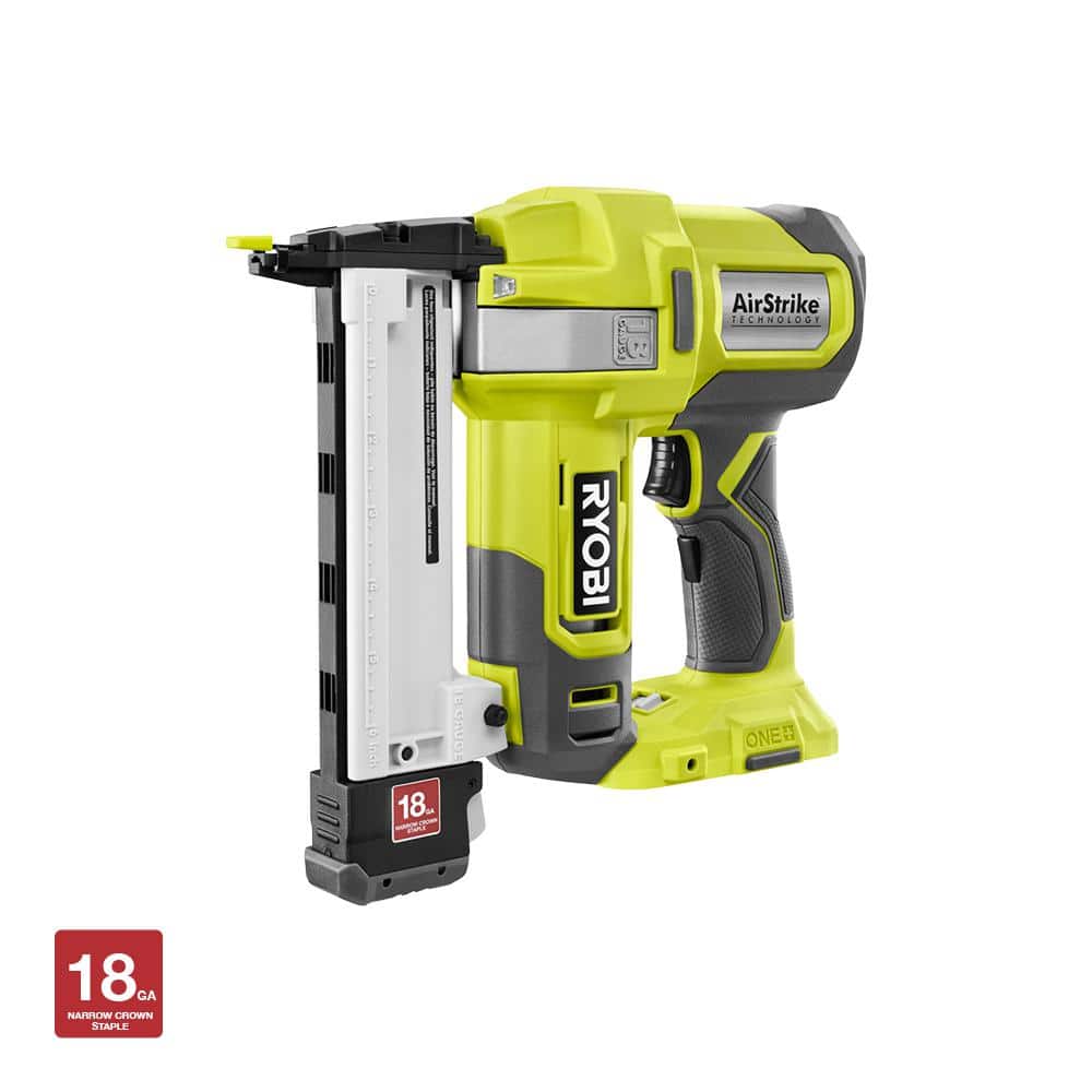 RYOBI ONE+ 18V 18-Gauge Cordless AirStrike Narrow Crown Stapler