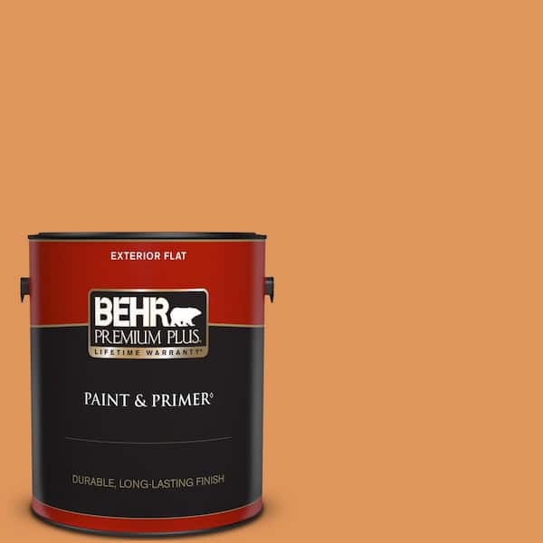 BEHR PREMIUM PLUS 1 gal. #M230-6 Amiable Orange Flat Exterior Paint & Primer