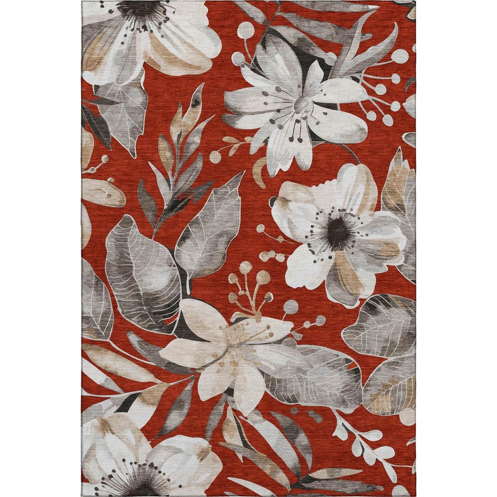 Mayfield Premium Machine Washable Abstract AMF2260 Red 3 ft. x 5 ft. Area Rug price history on PriceWatchPro