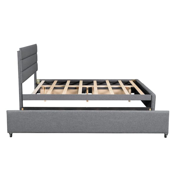 Tegan Queen Size Platform Bed With Trundle/Grey