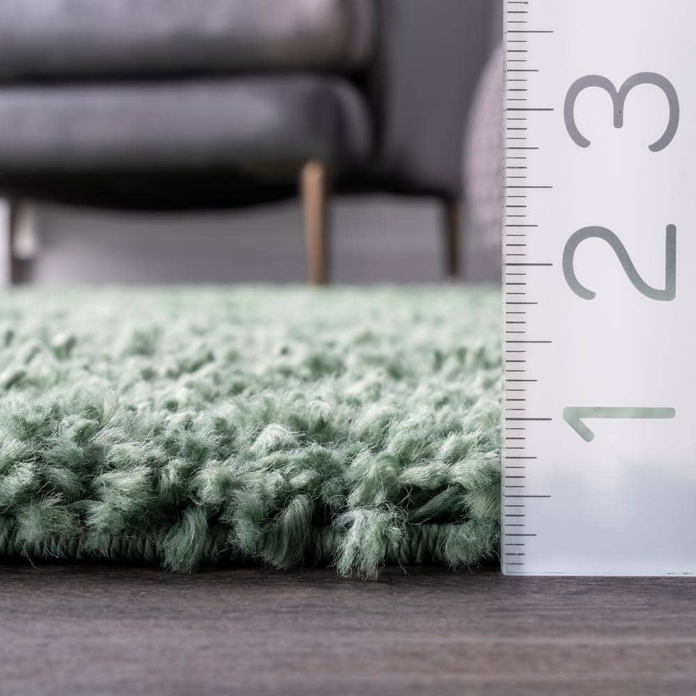 Kara Green Solid Shag 2' x 3' Synthetic Area Rug