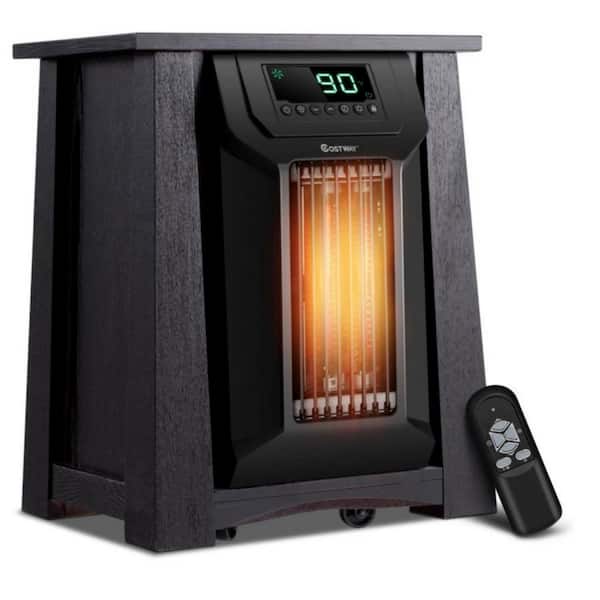 Clihome 1500-Watt Black 8-Elements Caster Portable Electric Infrared Space Heater with 12H Timer, 4-Wheels