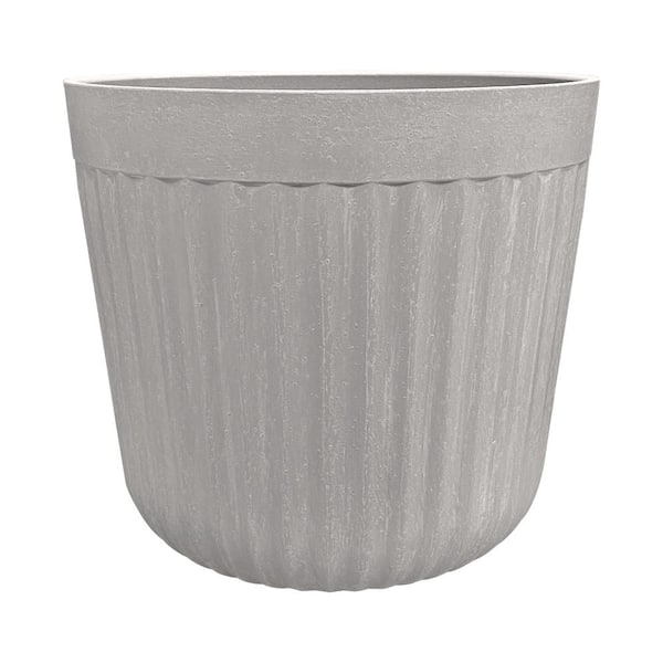 15 in. x 15 in. Arlington Fluted Antique Ghost Self-Watering Resin Planter