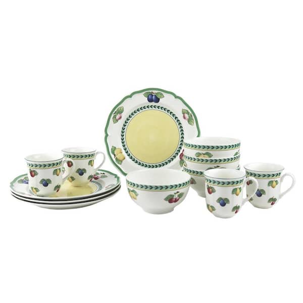 French Garden 12 piece Multi Color Porcelain Dinnerware Set
