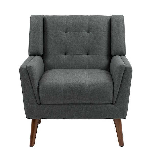 Modern Dark Gray Linen Accent Arm Chair (Set of 1)