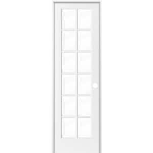 28 in. x 96 in. 12-Lite Solid Hybrid Core MDF Primed Clear Left-Hand Composite Single Prehung Interior Door
