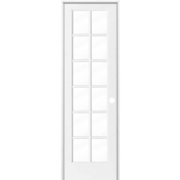 Krosswood Doors 28 in. x 96 in. 12-Lite Solid Hybrid Core MDF Primed Clear Left-Hand Composite Single Prehung Interior Door