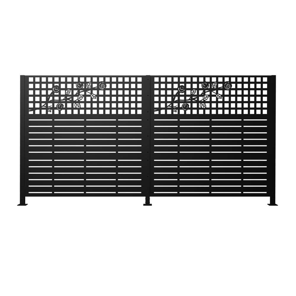 "48""x47.3"" Metal Privacy Screen, 2 Panels, Black Rhombus. Use for Trash Can, AC Unit, Pool Equipment, or Backyard." price history on PriceWatchPro