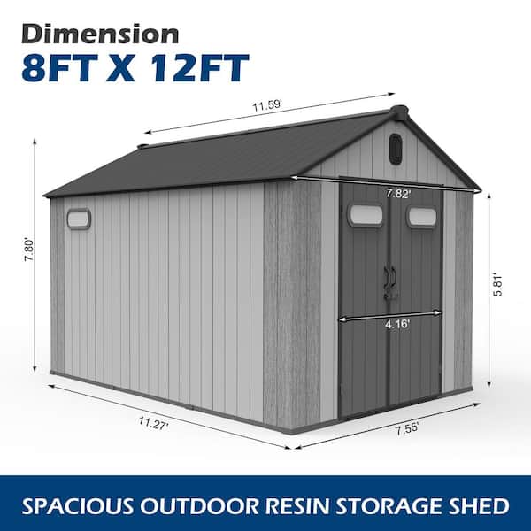 domi outdoor living Domi 8 ft. x 12 ft. Resin Gable Outdoor