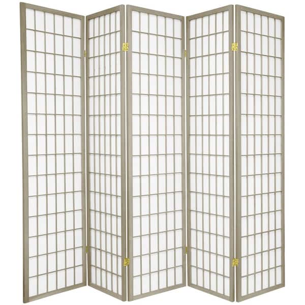 6 ft. Grey Window Pane 5-Panel Room Divider
