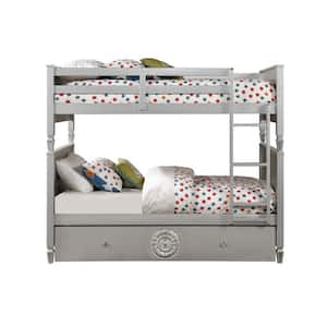 Varian Blue and Silver Twin over Twin Bunk Bed with Right Facing Front Ladder
