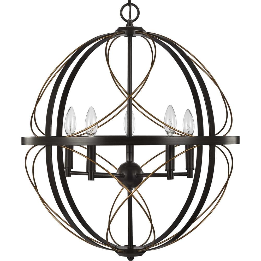 Brandywine Antique Bronze 5-Light Globe Pendant Chandelier