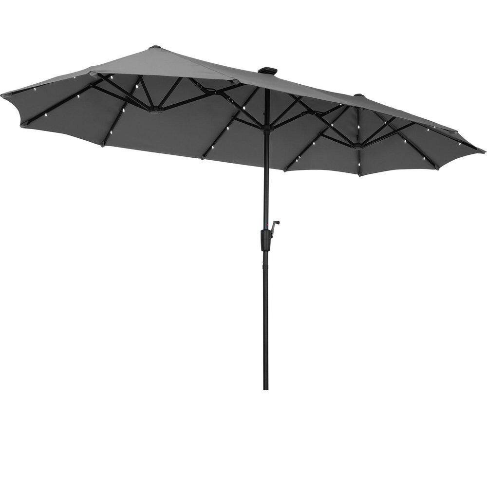 13 ft. Steel Market Solar Patio Umbrella Double-Side with LED Light in Gray price history on PriceWatchPro