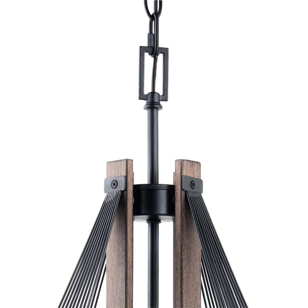 Zenith Black and Wood 24" Modern Pendant Light with LED Bulbs