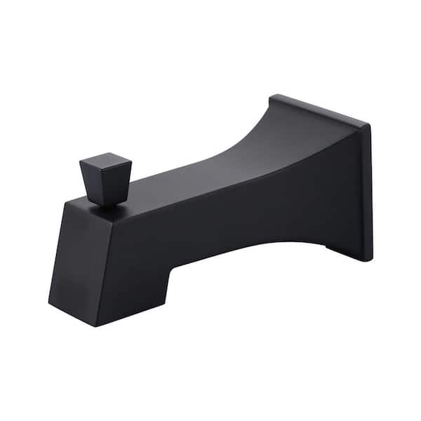 Bath Tub Spout with Universal Connection and Pull-Up Diverter in Matte Black