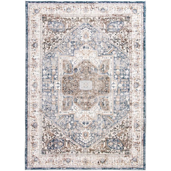 Silky Medallion Gray Doormat 3 ft. x 5 ft. Area Rug