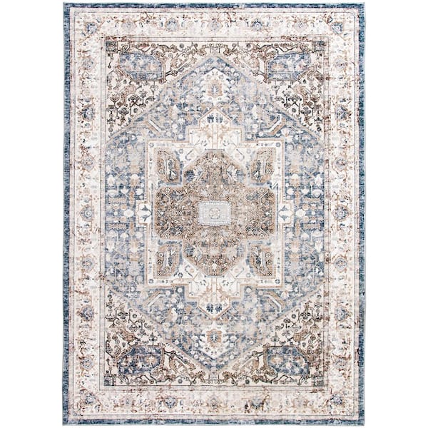 Home Decorators Collection Silky Medallion Gray 7 ft. x 9 ft. Area Rug
