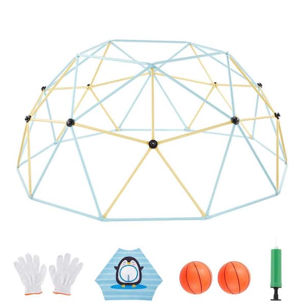 10 ft. Geometric Dome Climber, 1000 lbs. Load Jungle Gym with 2 Balls and Net Outdoor Equipment for Kids Multi Colored
