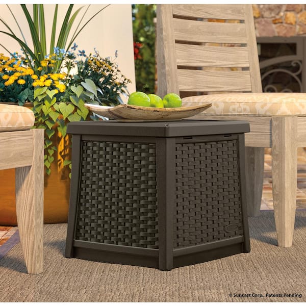 Suncast Elements Resin Outdoor Side, Outdoor Storage Table