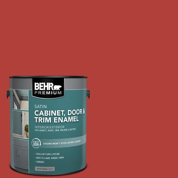 BEHR PREMIUM 1 gal. #170B-7 Red Tomato Satin Enamel Interior/Exterior Cabinet, Door & Trim Paint