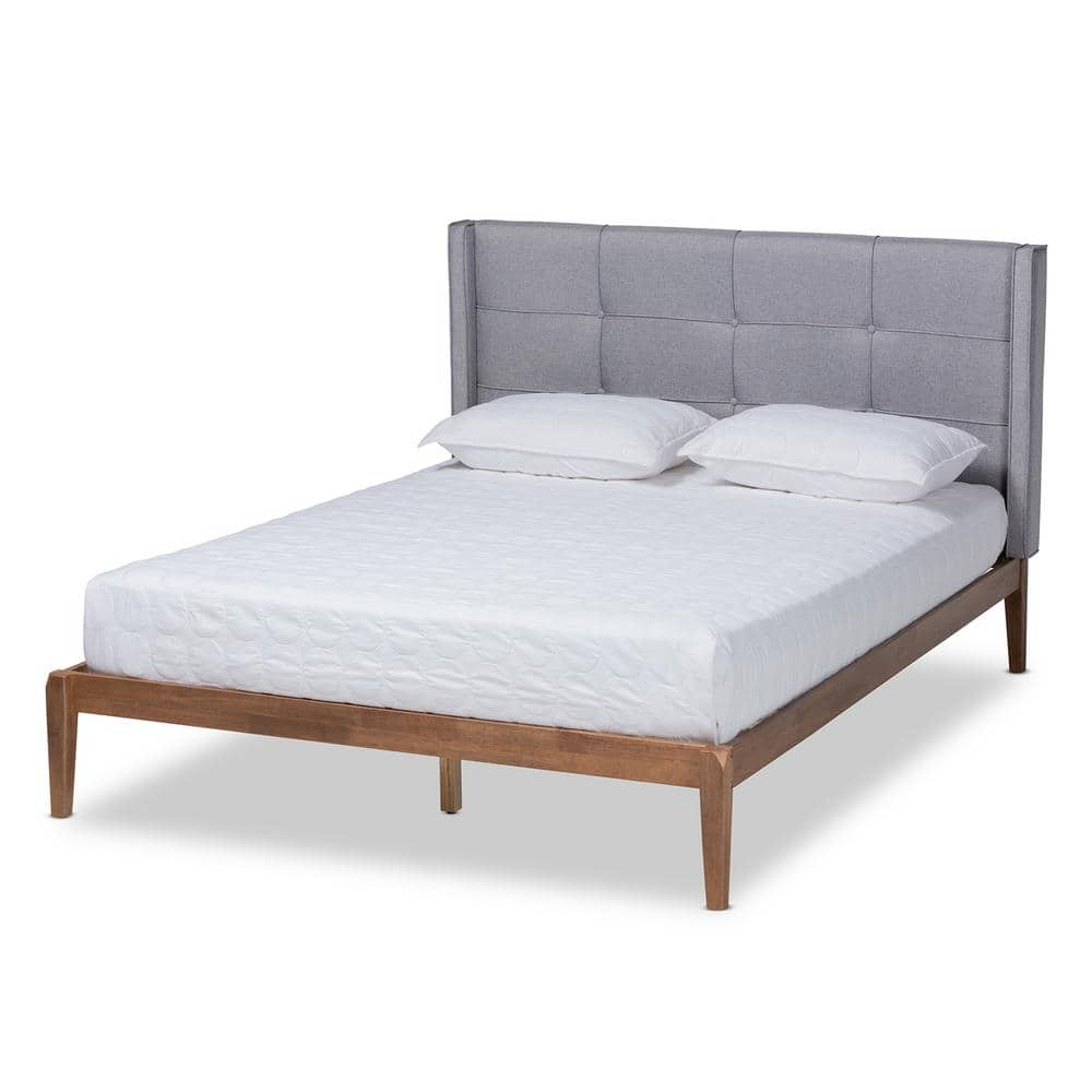 Baxton Studio Edmond Grey Ash Walnut King Platform Bed 164 10667