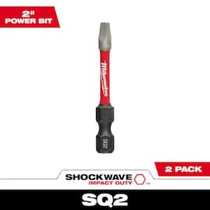SHOCKWAVE Impact Duty 2 in. Square #2 Alloy Steel Screw Driver Bit (2-Pack)