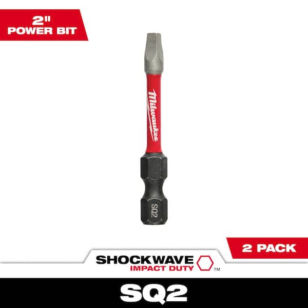 Milwaukee SHOCKWAVE Impact Duty 2 in. Square #2 Alloy Steel Screw Driver Bit (2-Pack)