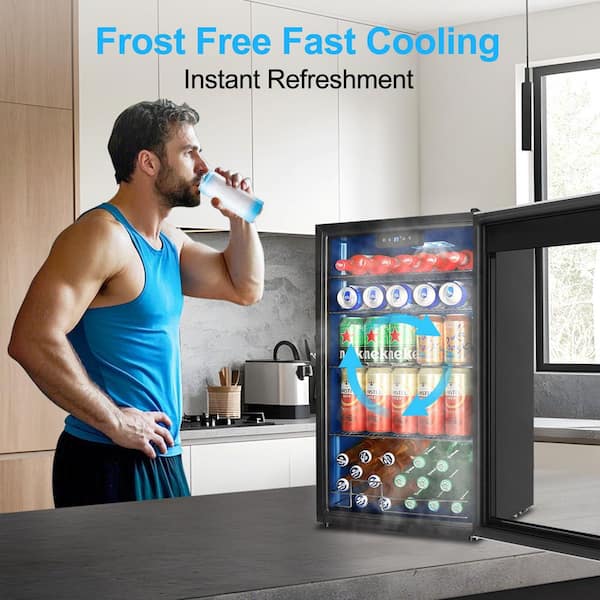 17.51 in. Single Zone Freestanding 126-Cans Stainless Steel Beverage Cooler in Silver