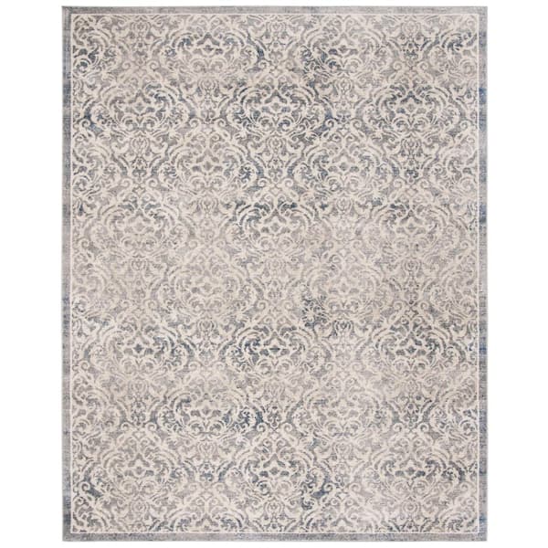 SAFAVIEH Brentwood Light Gray/Blue 9 ft. x 12 ft. Border Geometric Medallion Area Rug