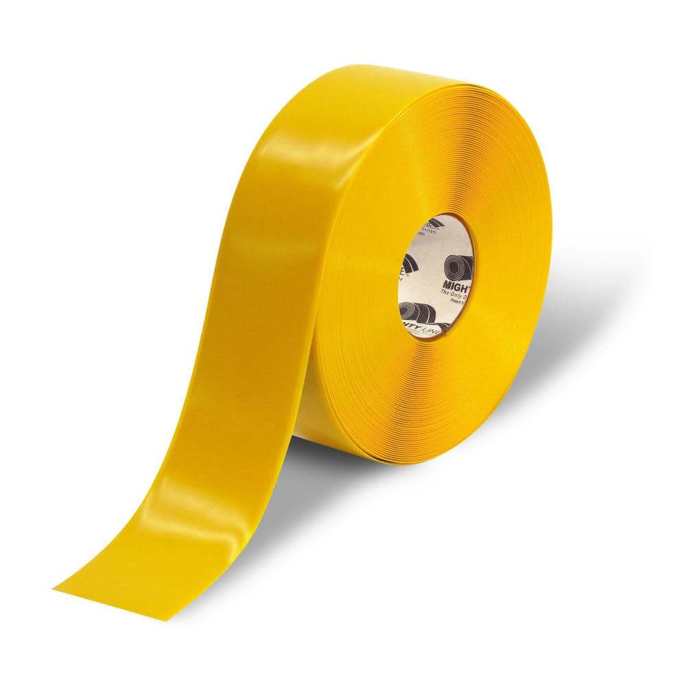 Mighty Line 3 in. Yellow Heavy-Duty Floor Tape 100 ft. Roll 3RY - The Home  Depot