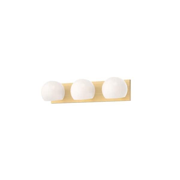 ALORA MOOD Willow 22-in 3 Light 60-Watt Brushed Gold/Opal Matte Glass Vanity Light