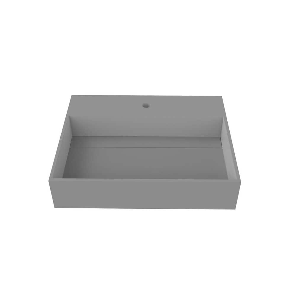 Castellousa Juniper 24 In Wall Mount Solid Surface Single Basin   Matte Gray Castellousa Wall Mount Sinks Cb Gm 2056 24 G 64 1000 