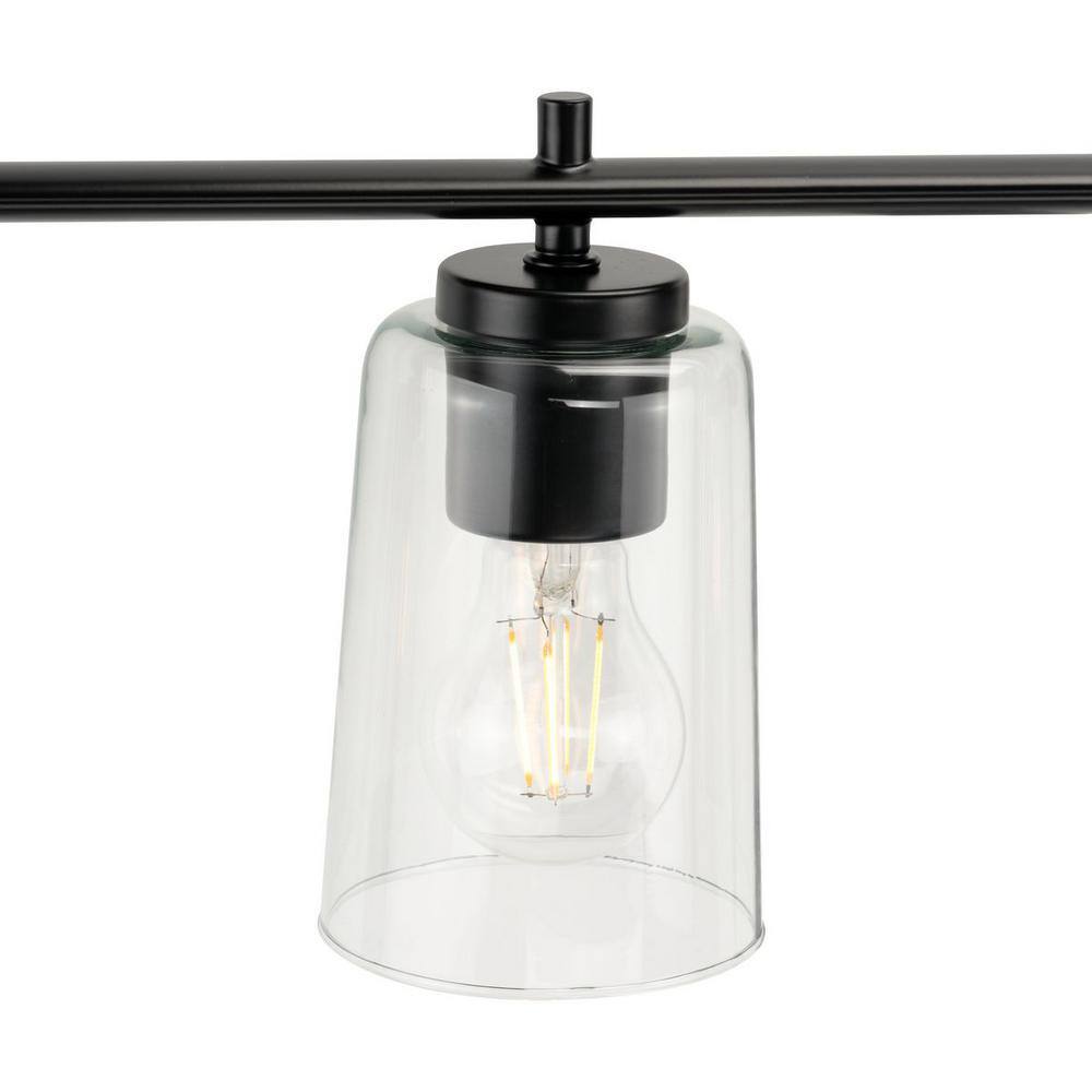 Adley 48.5" Matte Black 6-Light Vanity Fixture with Clear Glass Shades