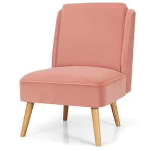 Pink Velvet Accent Chair Single Sofa Chair Leisure Chair with Wood Frame