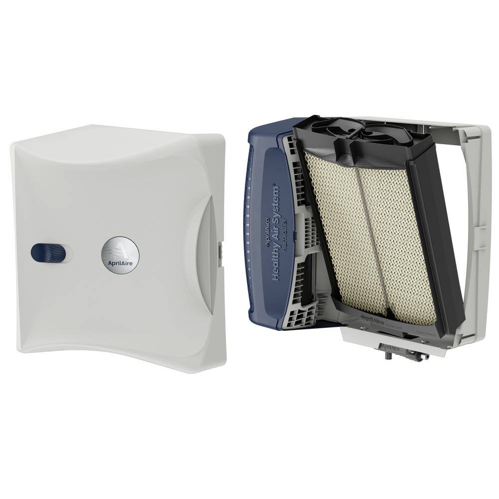 Whole-House White and Blue Evaporative Humidifier with Humidistat