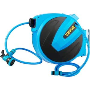 Retractable Hose Reel 5/8 in. x 90 ft. Wall Mounted Garden Hose Reel with Swivel Bracket and 7 Pattern Nozzle Water Hose