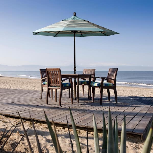 9 ft. Aluminum Push Tilt Patio Umbrella in Navy Blue Olefin