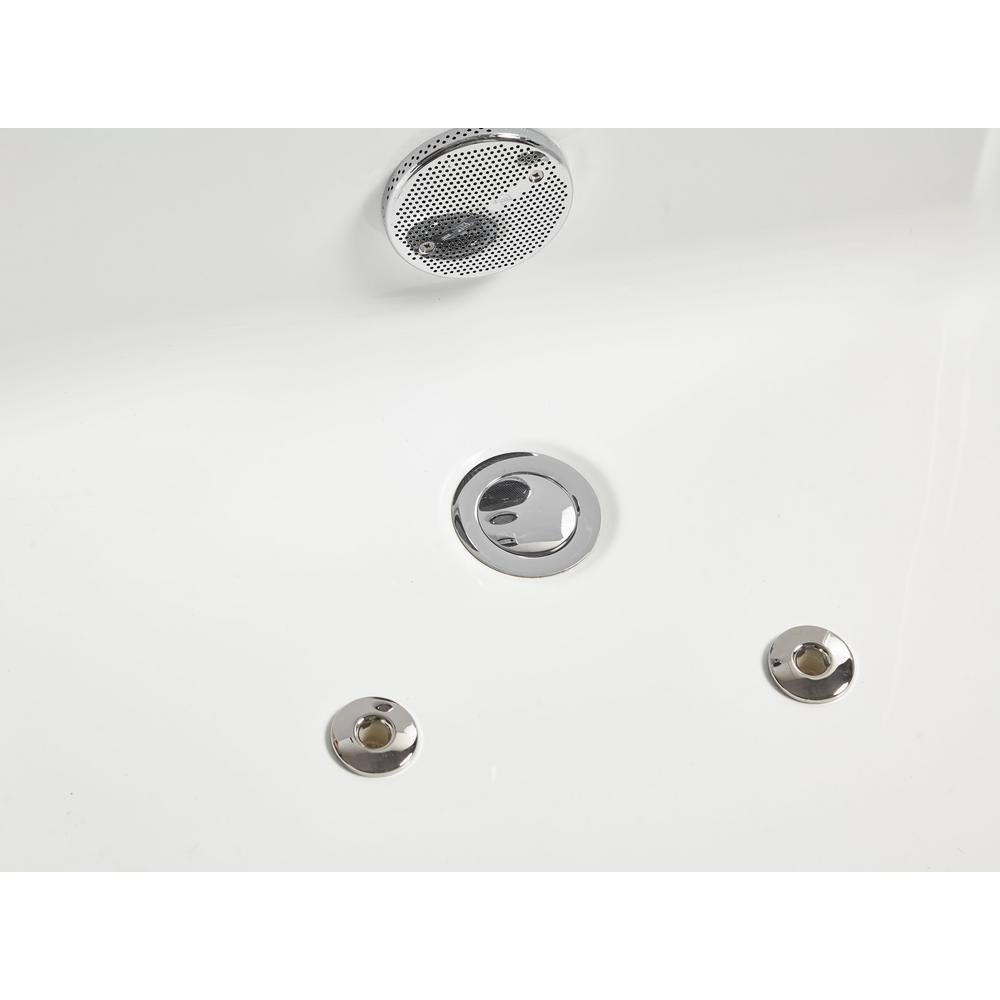 70.9'' White Acrylic Freestanding Whirlpool Bathtub with Glass Panel