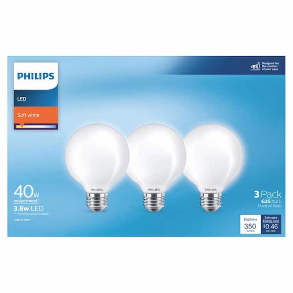 Philips 40-Watt Equivalent G25 Halogen White Decorative Globe Light Bulb (3-Pack)
