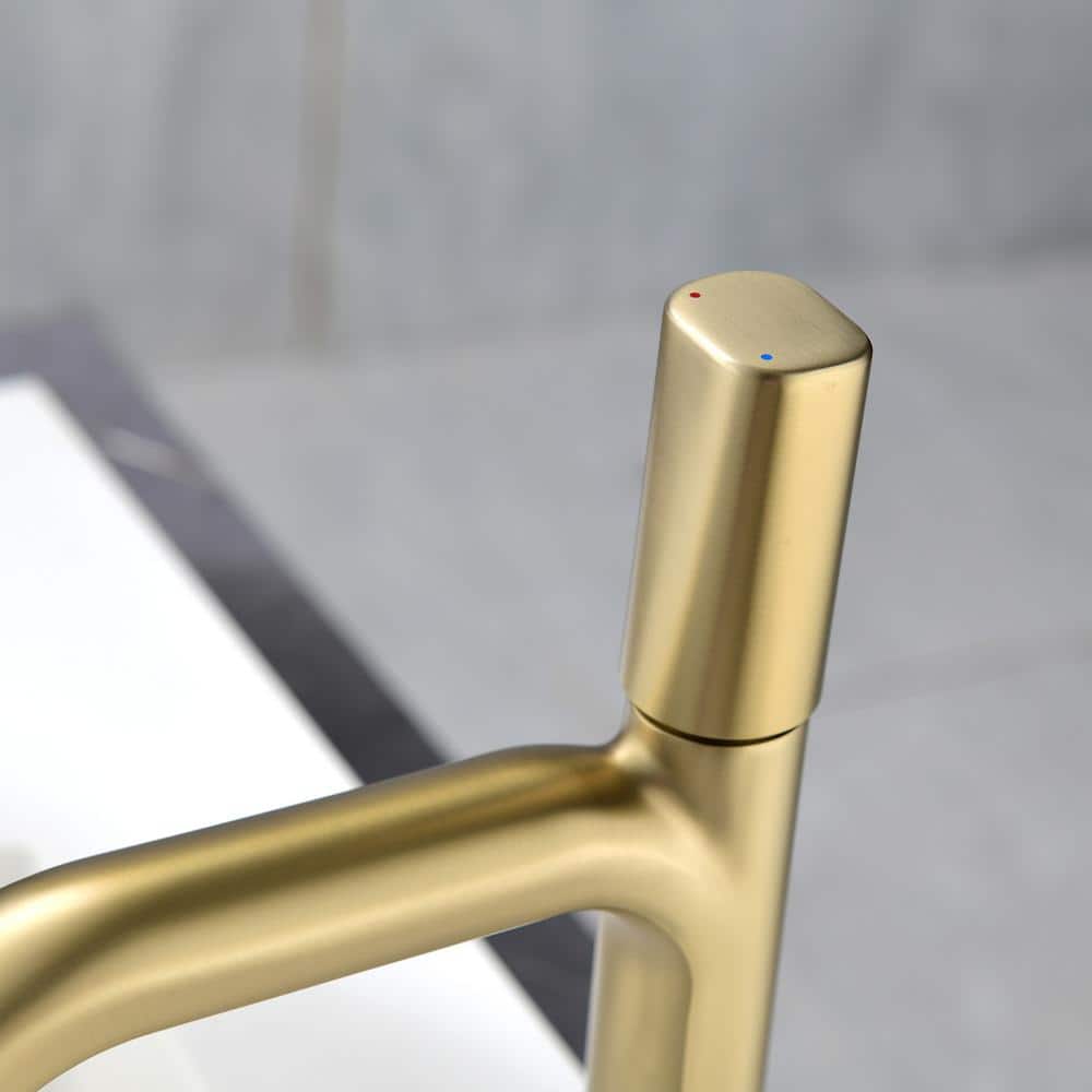 Brushed Gold Brass Single Handle Bathroom Faucet