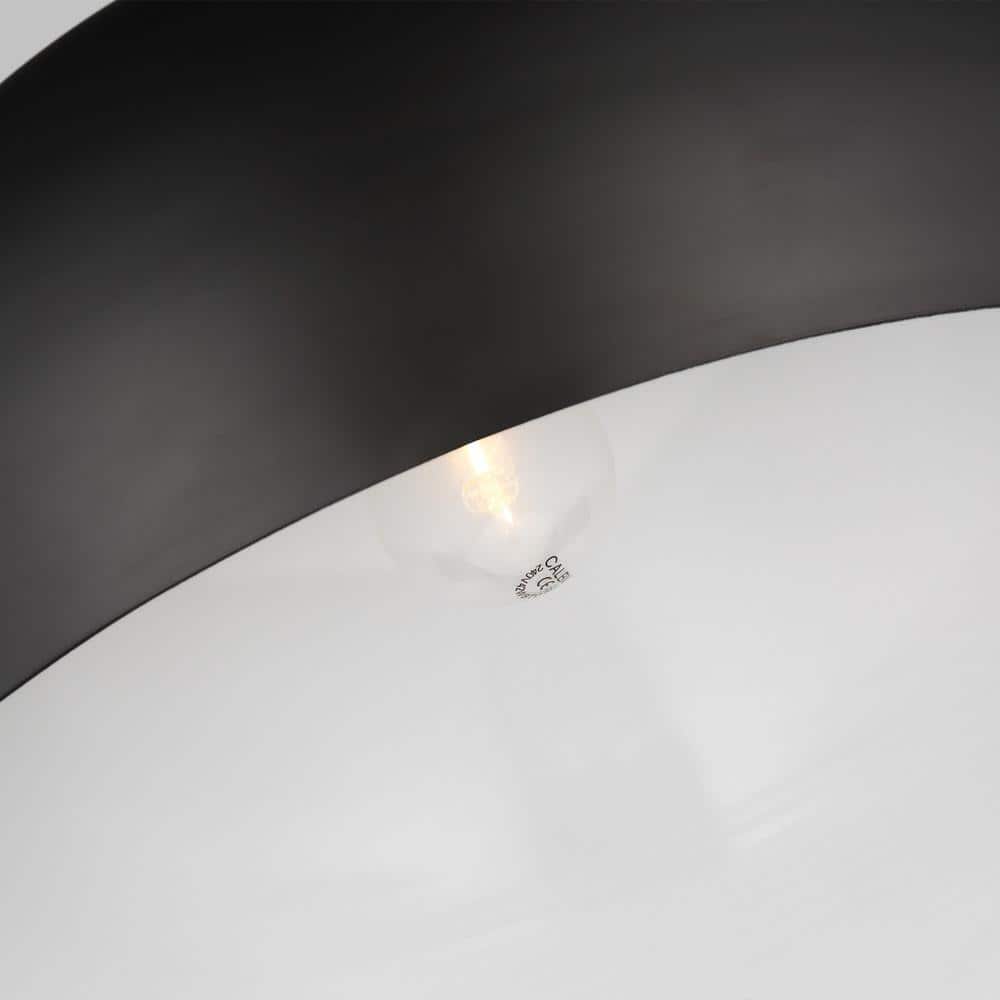 Ivan Midnight Black Steel Drum Pendant Light with Adjustable Height