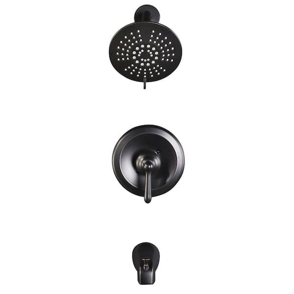 ALEASHA Retro Single Handle 5-Spray Tub and Shower Faucet 1.8 GPM Tub Spout in Oil Rubbed Bronze Valve Included