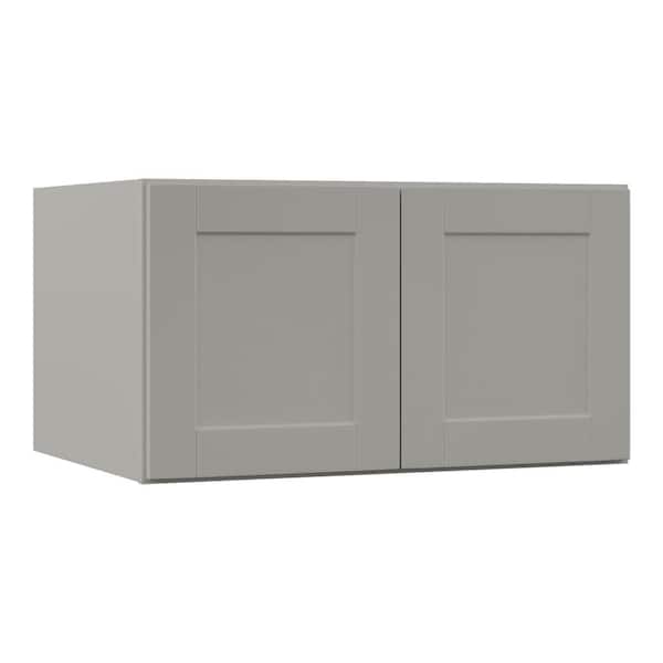 Hampton Bay Shaker 36 in. W x 24 in. D x 18 in. H Assembled Deep Wall Bridge Kitchen Cabinet in Dove Gray without Shelf
