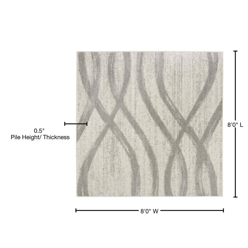 Adirondack Cream and Grey Square Synthetic Area Rug