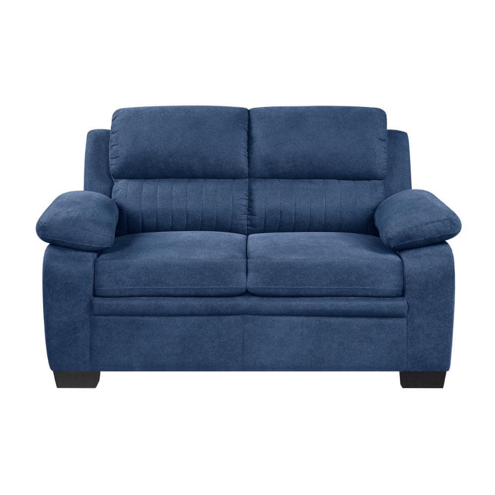 Hugh 58" Blue Polyester Tufted Loveseat with Pillow-top Arms